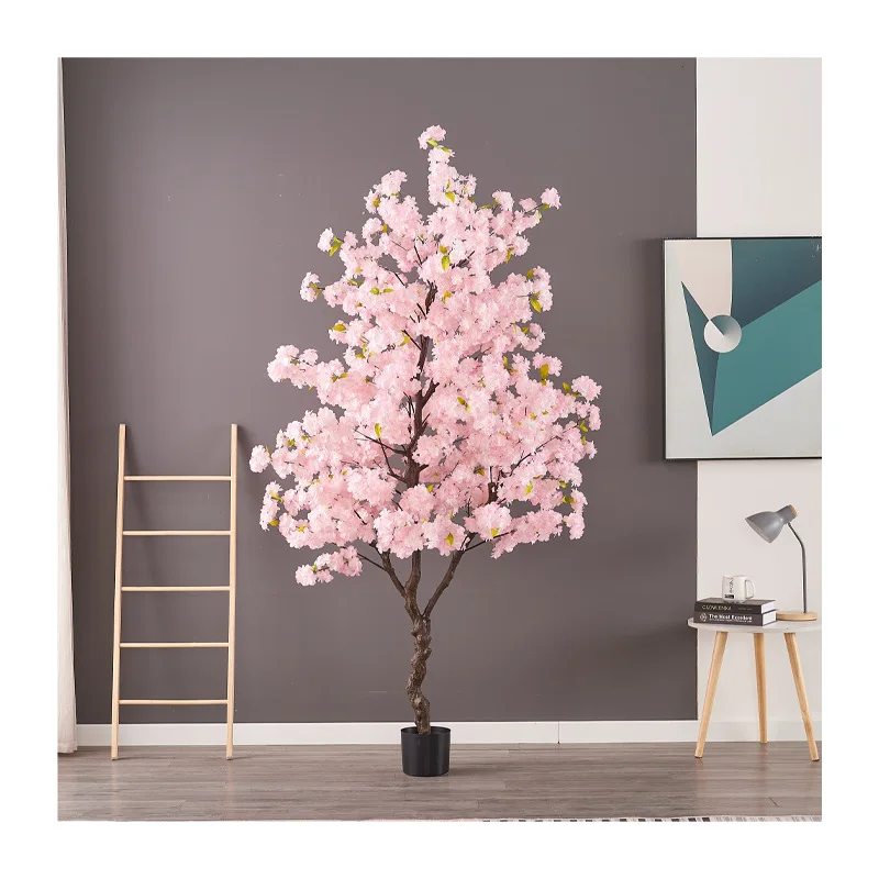 Imagen 6: Árbol de Flores de Cerezo Artificial de 50-180 cm, Plantas en Maceta para Decoración de Jardines y Hogares, Flores Artificiales en Maceta