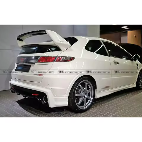 For Honda Civic FN2 FN Type R Rear Bumper - MUG Style with Exhaust Tip [Rear Bumper Cover, Bumper with Exhaust, Back Bumper]