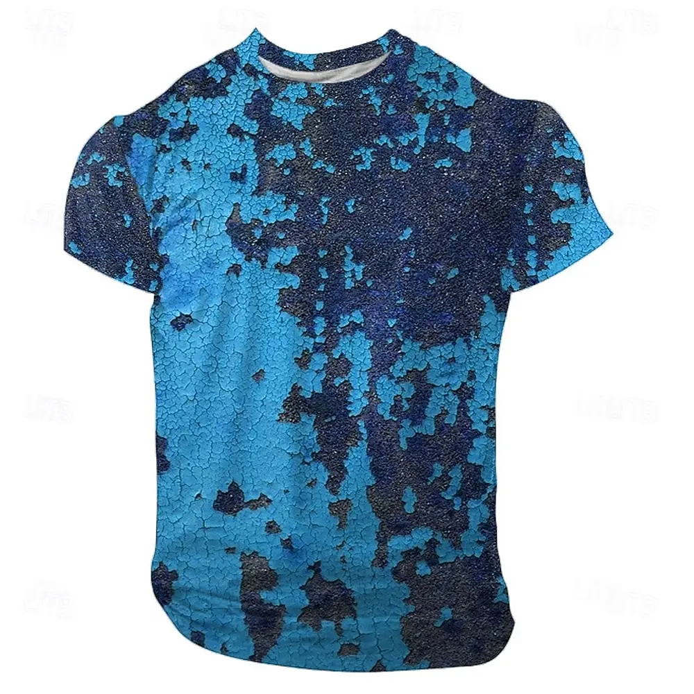 Halloween Men's Optical Illusion Blood Splatter Abstract 3D T-Shirt Short Sleeve T-shirt 3D Print Crew Neck Shirt