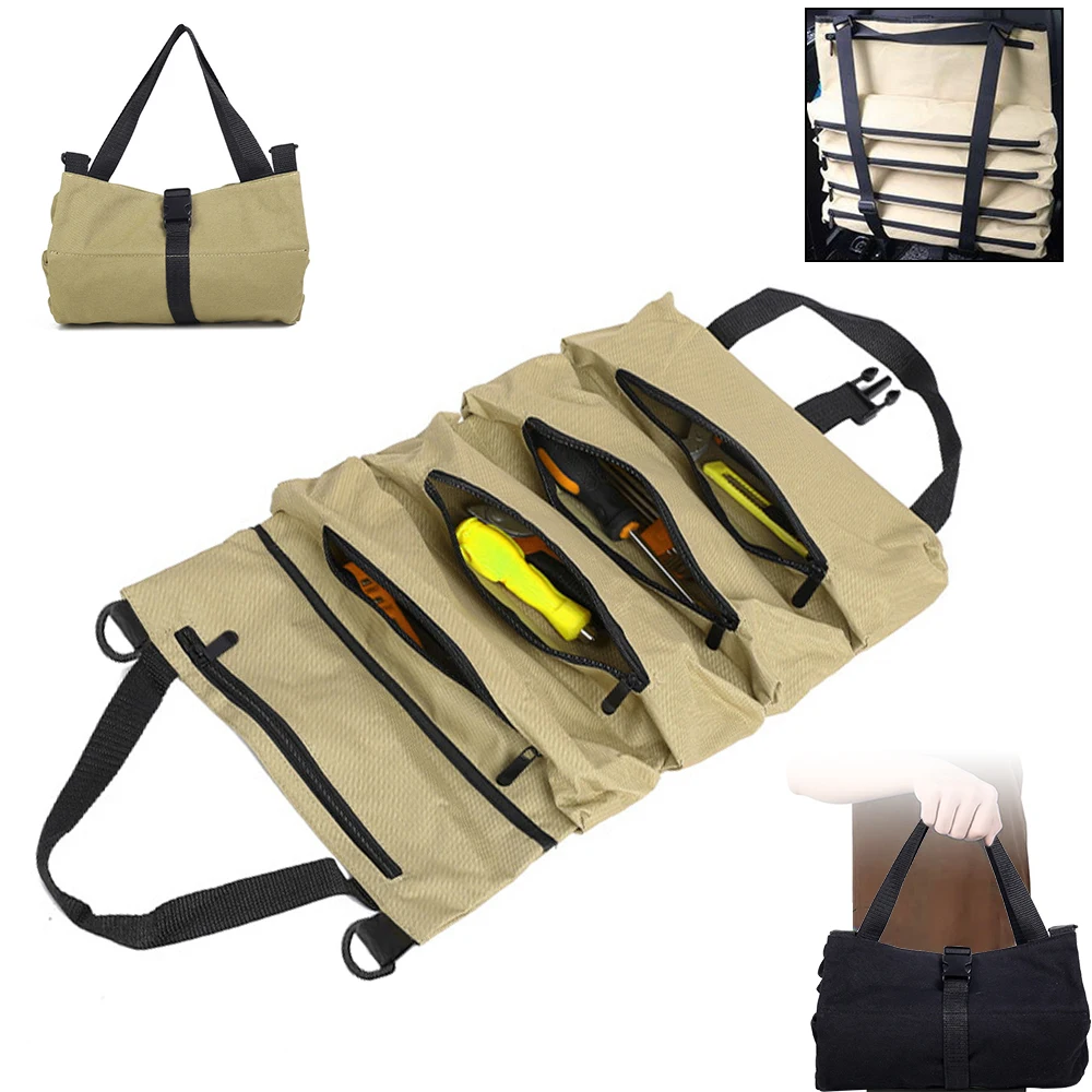 Car First Aid Kit Wrap Roll Storage Case Storage Bag Multi-Purpose Roll Up Tool Bag Adjustable