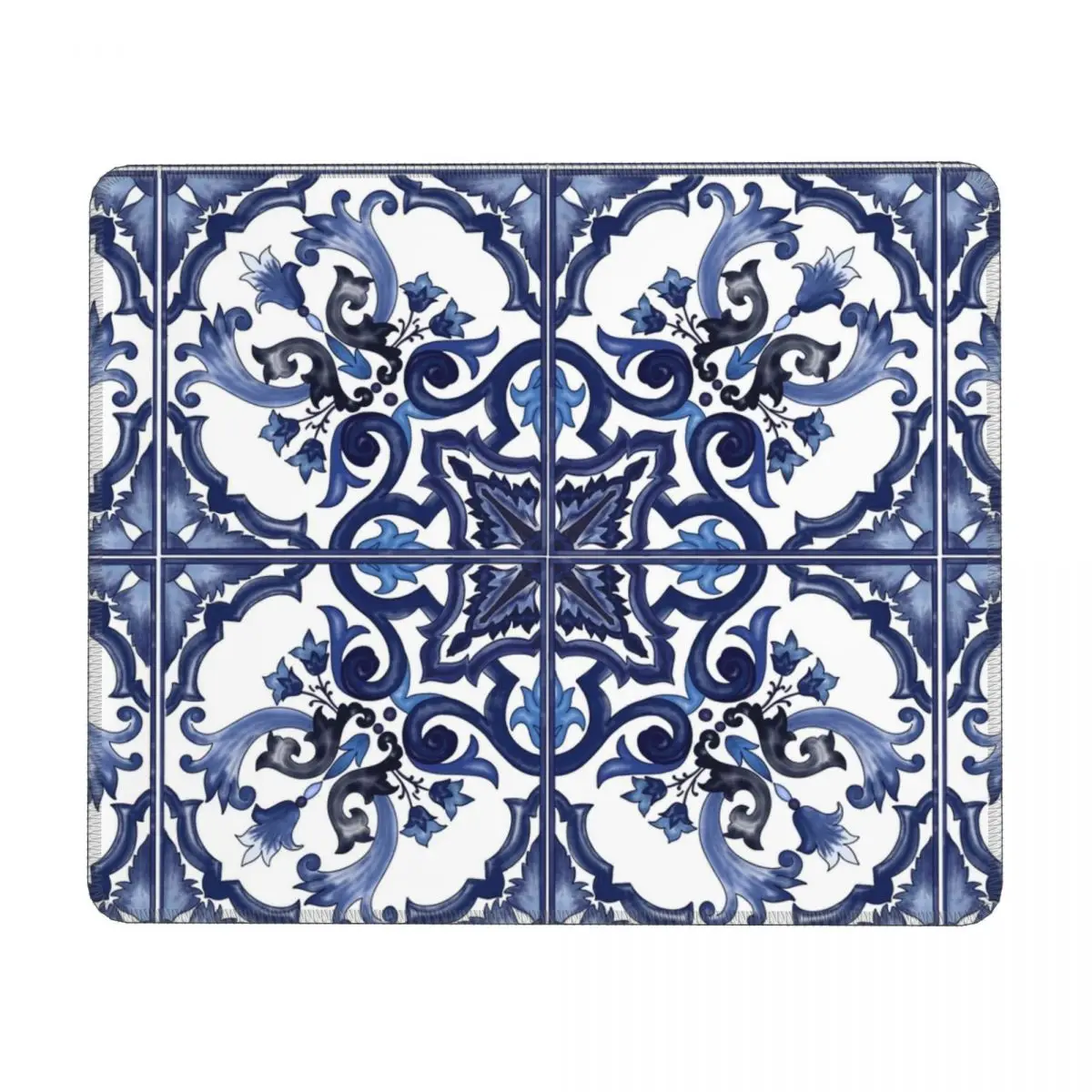 Blue Ornate Floral Mediterranean Sicilian Tile Multi-size Mouse Pad Computer Keyboard Mouse Mat Gamer PC Laptop Desk Mat