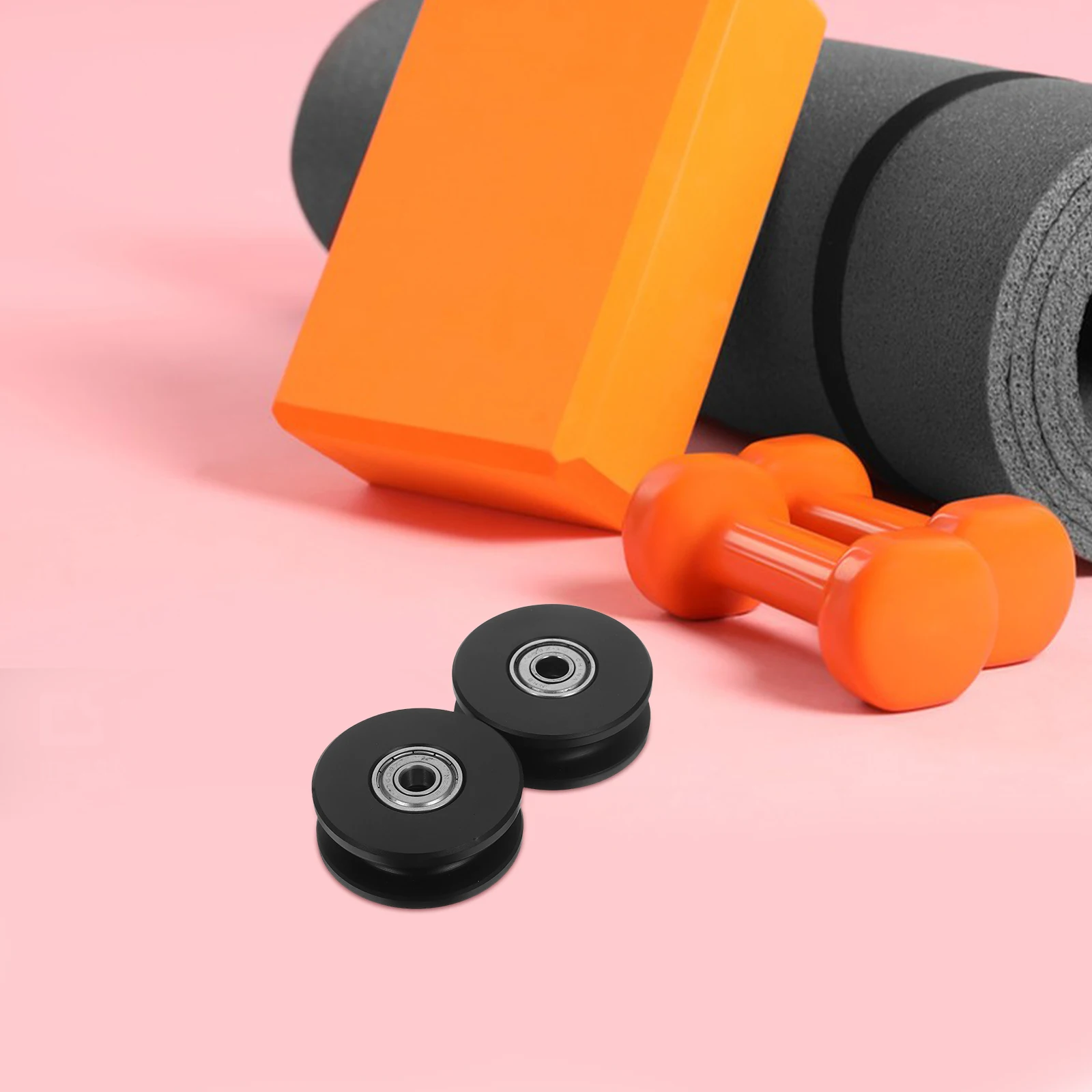

2pcs Pulley Wheels Dual Bearings Smooth Rotation For Home Gym Hospital Ward Compact Quiet Workout Equipment