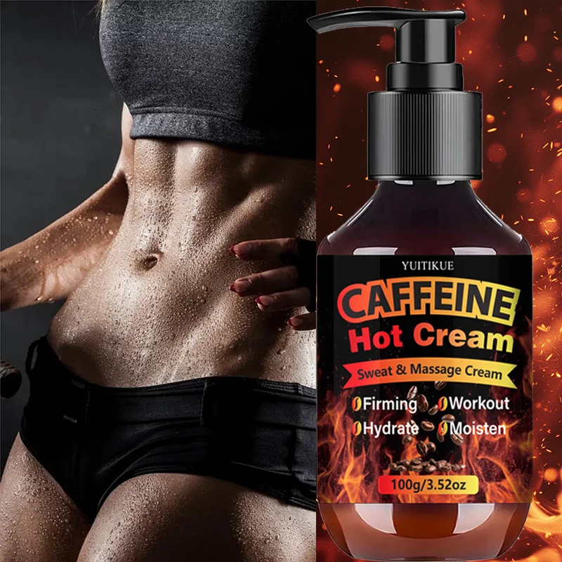 Crema caliente con cafeína Yuitikue, 100g, crema para sudar y masajear, reafirmante, hidratante y humectante, cuidado corporal para entrenamiento.