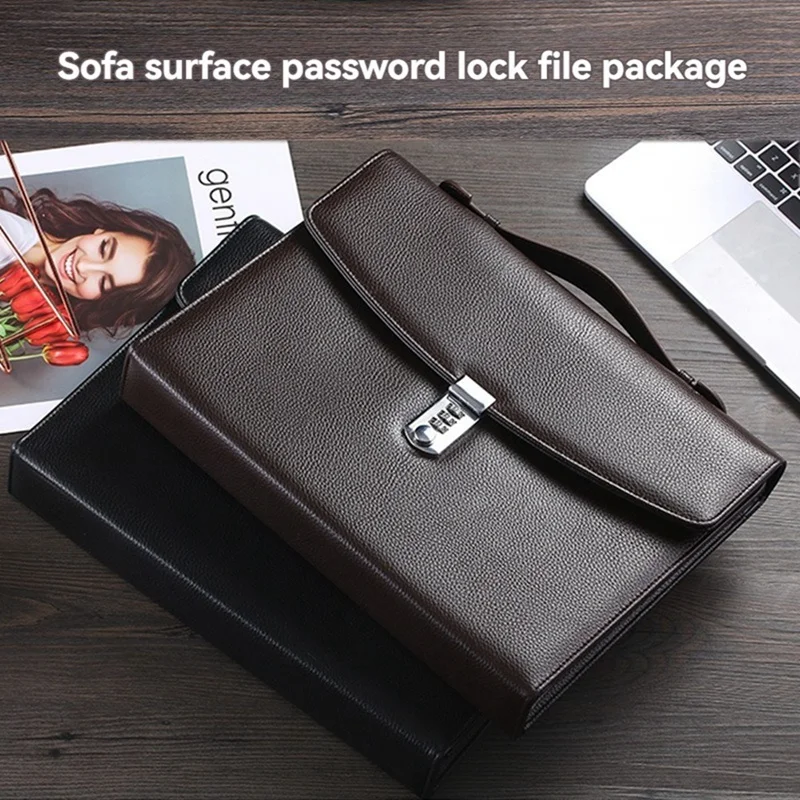 Office Business Briefcase With Combination Lock High Capacity Document Handbag For Business Office Meeting