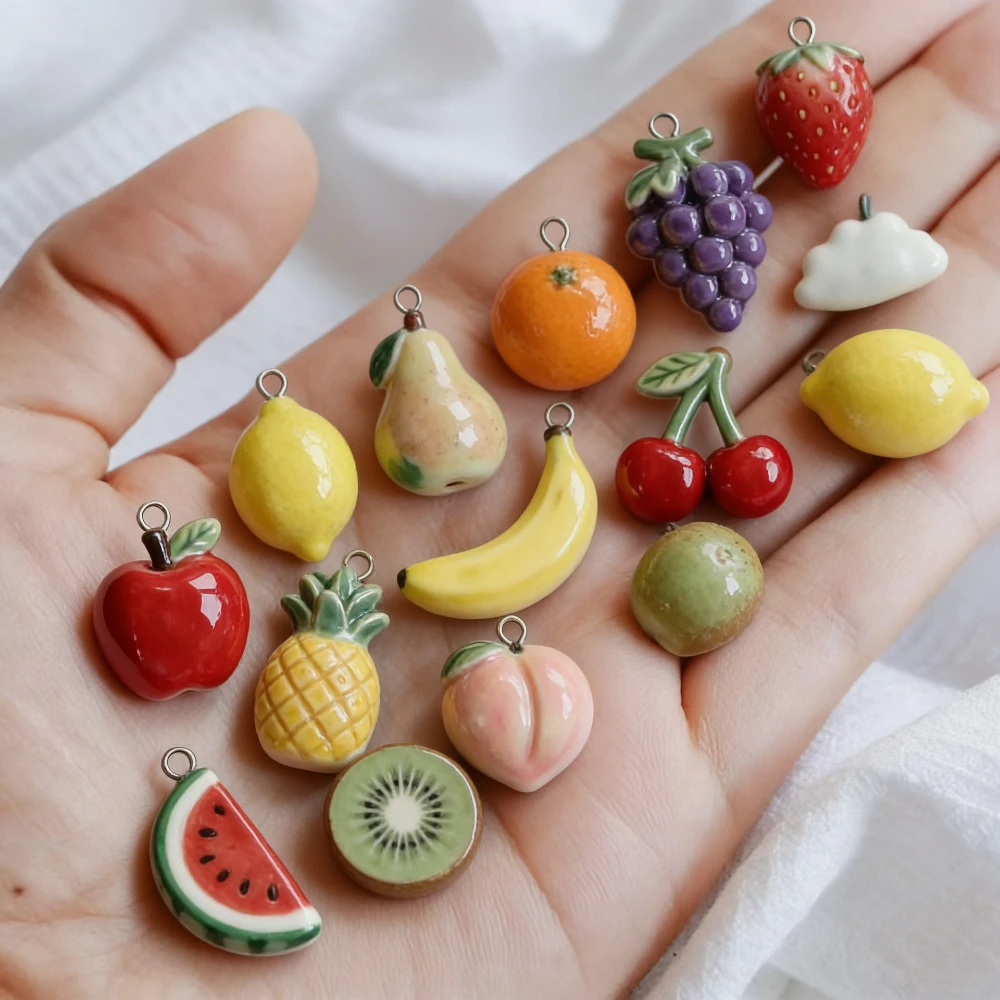 316 Edelstahl Wasserdichte Farbbeständige Beliebte DIY-Anhänger-Charms für Schmuck (Apfel, Banane, Traube) – Detail 1