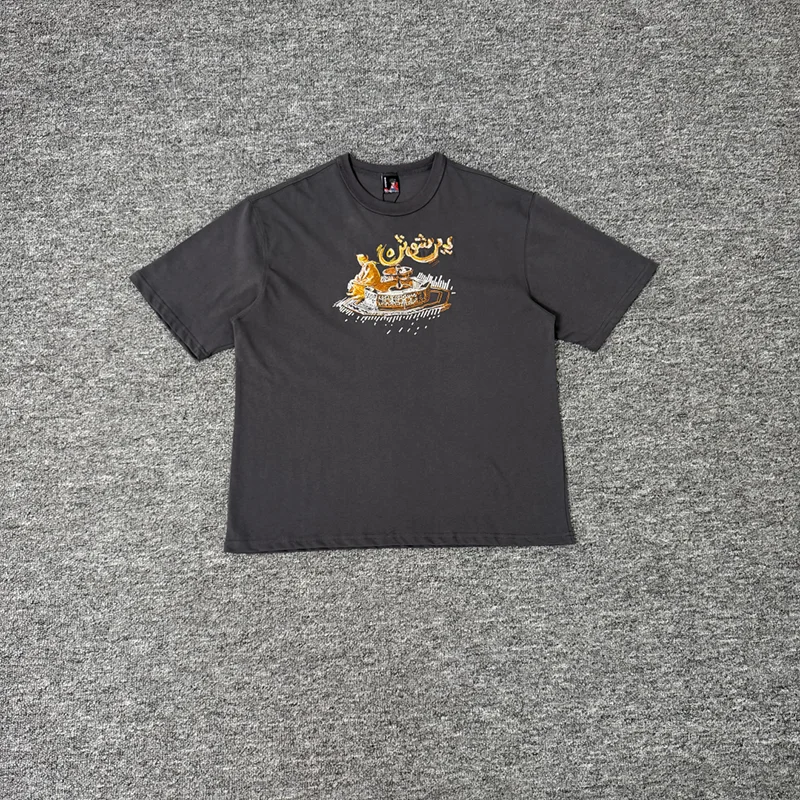 2026 Summer New DERSCHUTZ Men T Shirt Arabic Camel Embroidery Loose Short Sleeve Street Tee