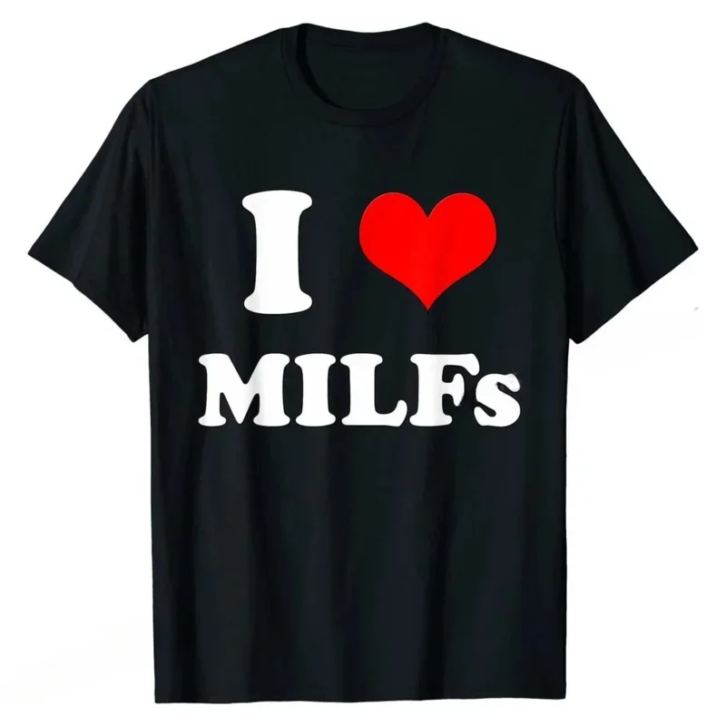

Prevalent party T shirts cotton Men tops tees casual I love MILFs | Mother's Day funny I heart MILFs husband joke T-shirt