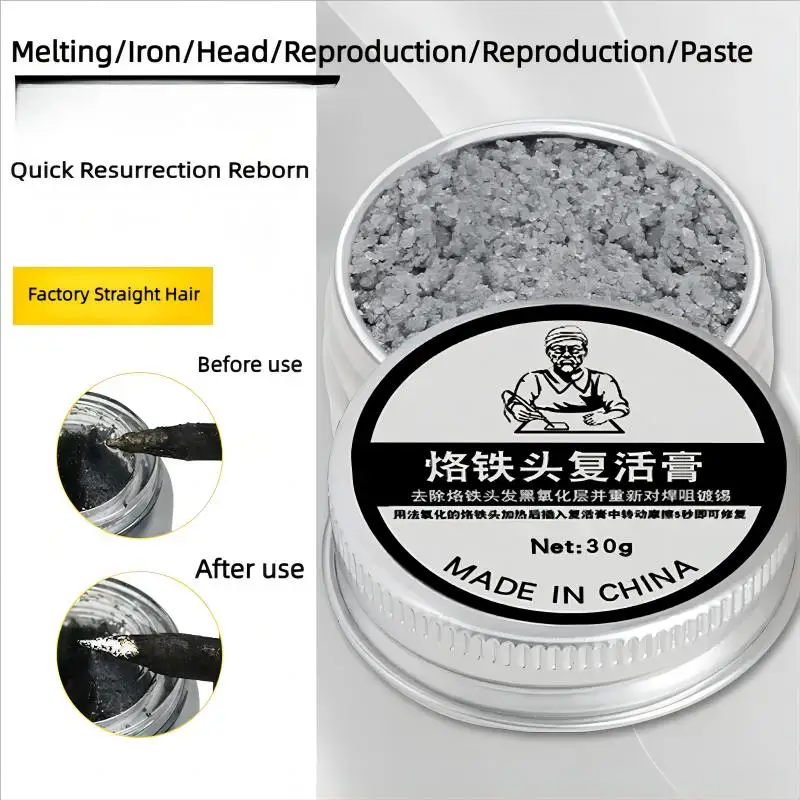 Imagem -06 - Cabeça de Solda Ressurreição Colar Ferro Dica Refresher Creme de Solda Antiaderente Tin Repair Tool Cabeça de Ferro Limpeza Paste