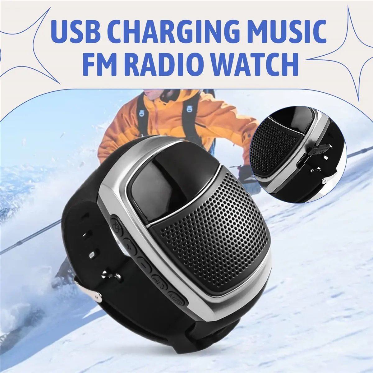 DT81 Bluetooth Sports Music FM Radio Watch USB Charging Wrist Audio Selfie Watch Alarm Watch Audio for Running/Hiking