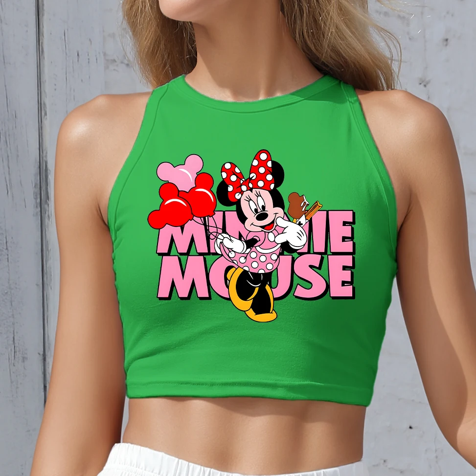 

Cartoon Women's Vest Minnie Mouse Anime Crop Top Fashion Mickey Mouse Streetwear Sports Gym Workout Yoga Sleeveless Tank Tops
