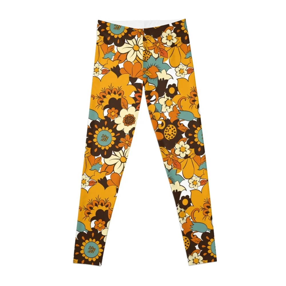 

70s 60s retro Flower Power, Floral Pattern Leggings flared Women's tights Golf wear Womens Leggings