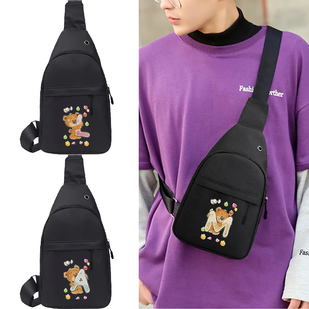 

Men Bag Fashion New Men Chest Bag Outdoor Casual Fashion One Shoulder Crossbody Bag Nylon Bear Series Large Capacity