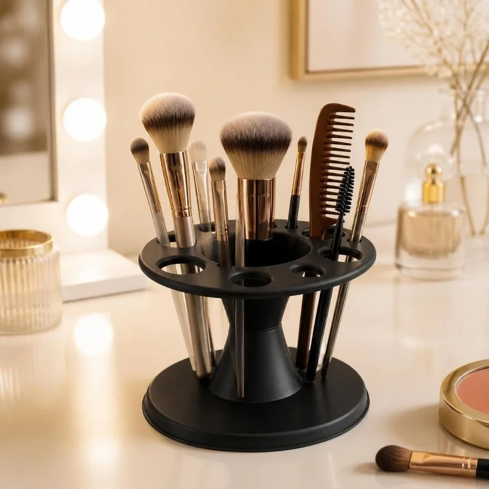 8 Holes Salon Barber Comb Storage Stand Circular Inserting Round Rolling Brushes Organizer Rack Plastic Detachable