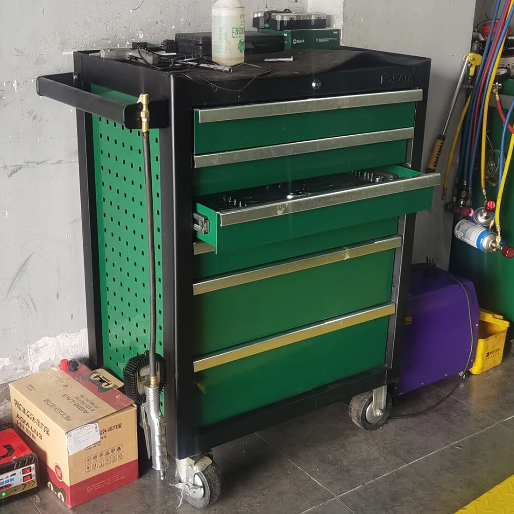 Car repair tool storage cart Green 61.5x33x78cm without tools Five drawer tool cart Repair workshop parts car Practicality