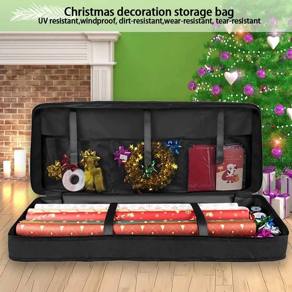 Oxford Cloth Christmas Gift Wrap Storage Bag Waterproof Zippered Dustproof Wrapping Paper Bag With thicken Handles