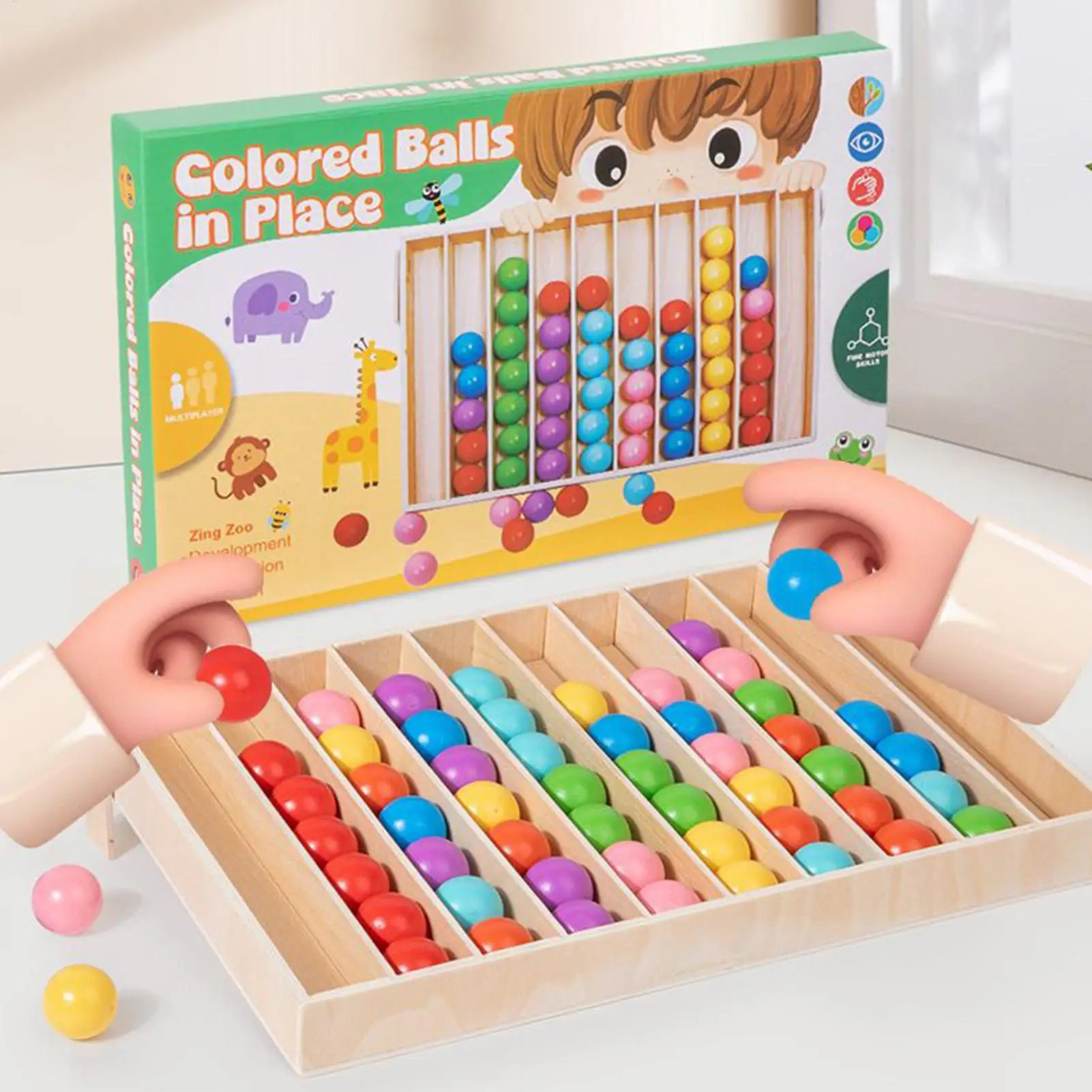 Drewniane zabawki do sortowania kolorów Montessori, trening motoryki małej, dopasowywanie kolorów, wczesna edukacja, zabawki edukacyjne dla dzieci.