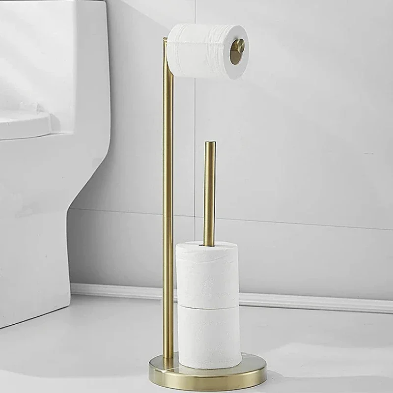 Luxury Marble Towel Rack with Brush Gold Finish Free-Standing Towel Storage Shelf for Hotel or Bathroom Stone Base