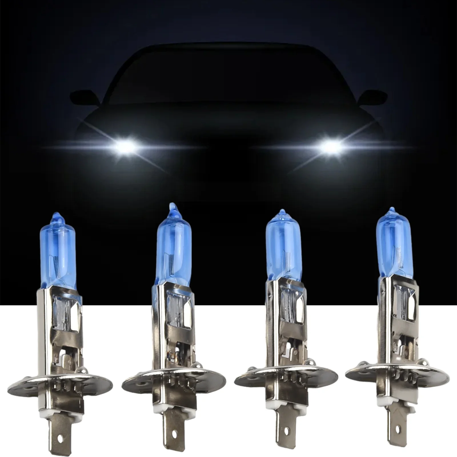 

4PCS H1 Halogen Headlight White Light Lamp High/Low Beam 12V DC 6000K Bulb 55W 2000LM Parts Accessories Car Lights Wear Part