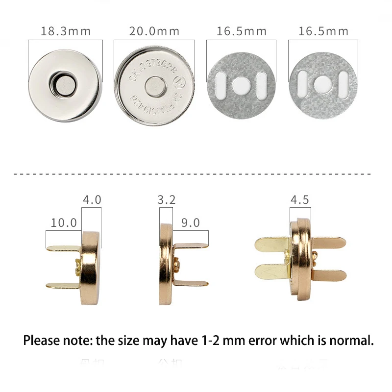 NUBECOM Magnetic Snap Fasteners, Metal Button Clasps, Automatic Buckle, Handcraft DIY Clothes, Bags, Sewing Accessories, 10Pcs