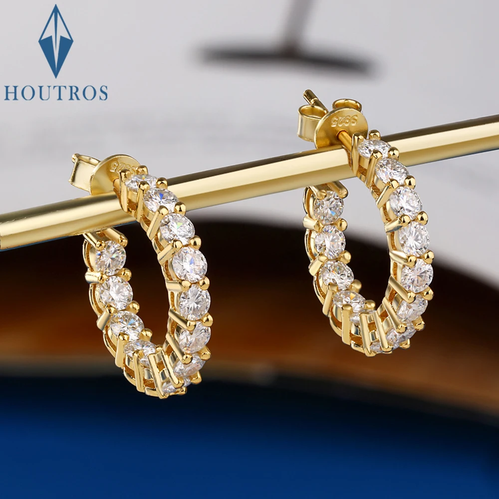 

2.6CT Full Moissanite Hoop Earrings for Women 3mm Moissanite Stud Earrings 925 Sterling Silver Sparkling Wedding Party Jewelry