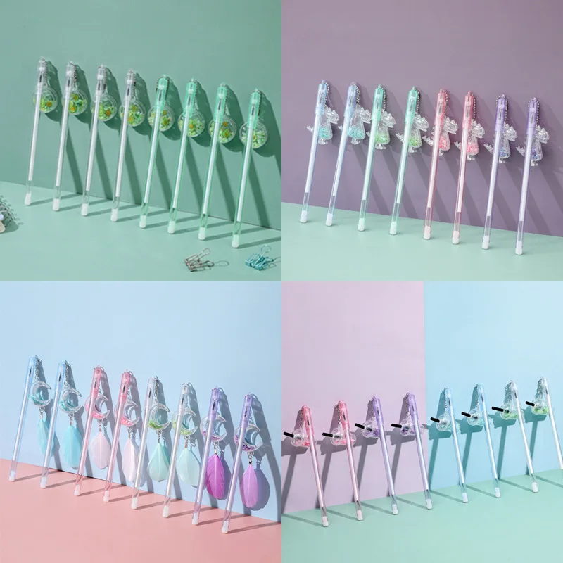 

40 PCs Student Creative Pendant Gel Pen Cartoon Shape Signature 0.5 Ball Pen Office Learning Stationery Kawaii School Supplies