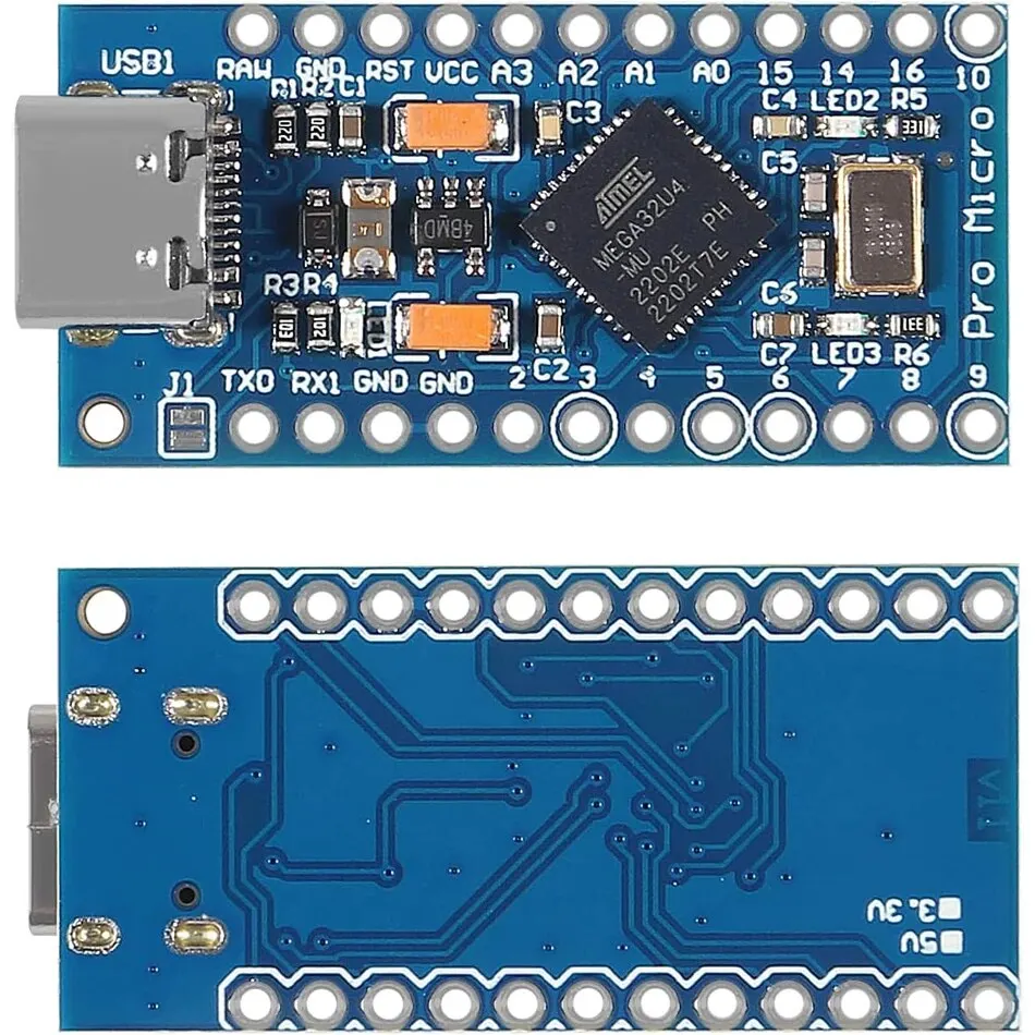 Pro Micro ATmega32U4 5V/16MHz Module Board, Replace with ATmega328 Pro Mini Compatible with Arduino with 2 Row Pin Header