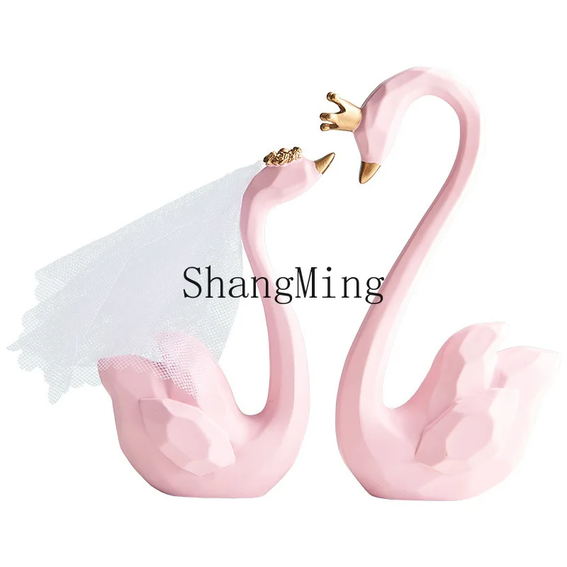 

PYH couple swan modern simple cream style living room bedroom girlfriend wedding gift for newcomers wedding room