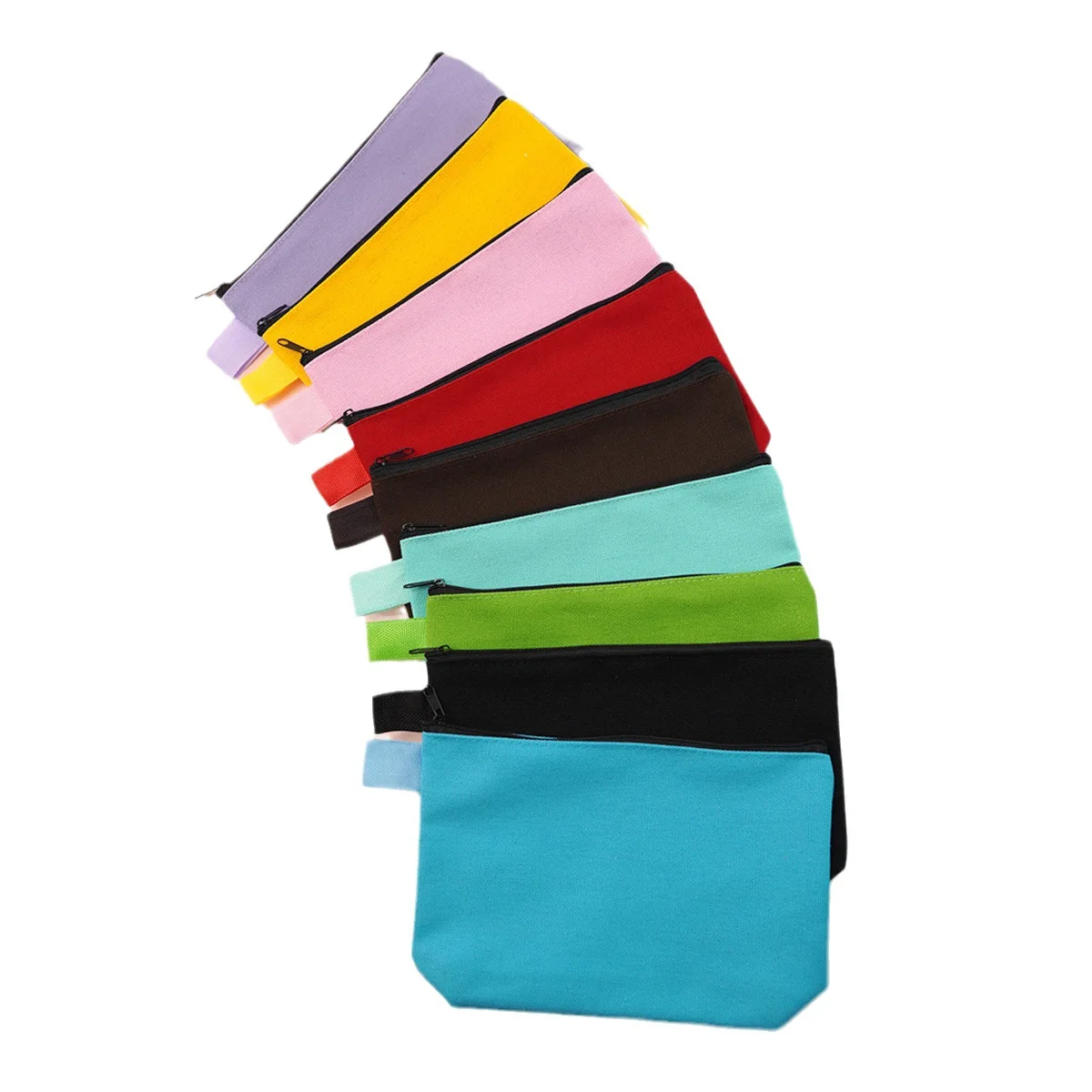 14pcs Makeup Bags DIY Blank Canvas Colorful Large Capacity Pencil Bag Mix Color 12.5*25cm