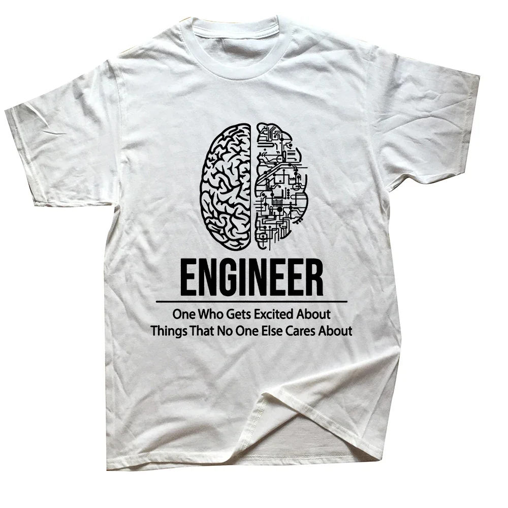 Summer harajuku Engineer Brain  Funny Electrical Engineer Engineering Graphic Tops Geek Dad Computer Technician  Short Sleeve