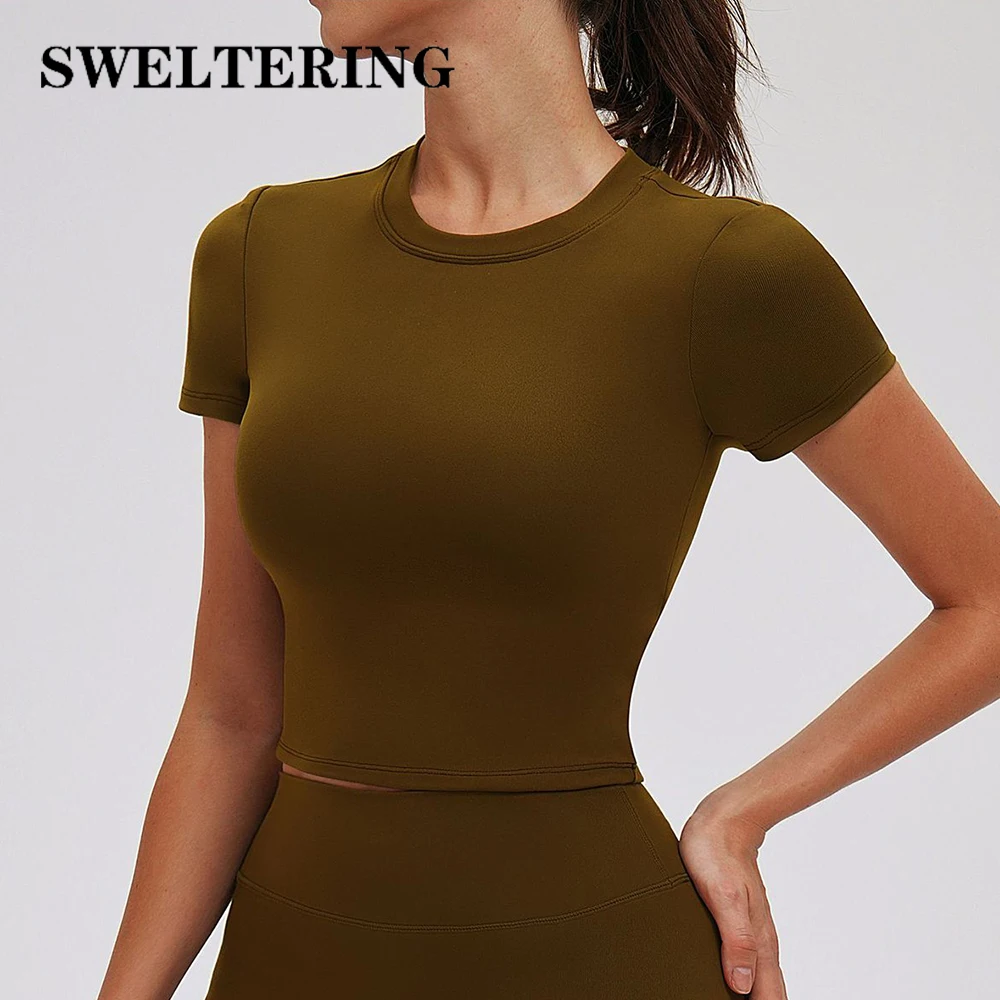 

Sexy Women Yoga Short Sleeve Fitness Sports Shirts Gym Clothes Female Cyling Running Sports T-Shirt Workout Yoga Short Sleeve