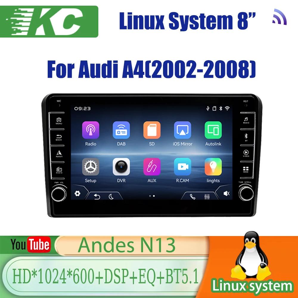 

For Audi A3(2003-2013-8inch)2026 New Linux System Wireless CarPlay Auto BluetoothMusciVideo Multimedia Players Cameras