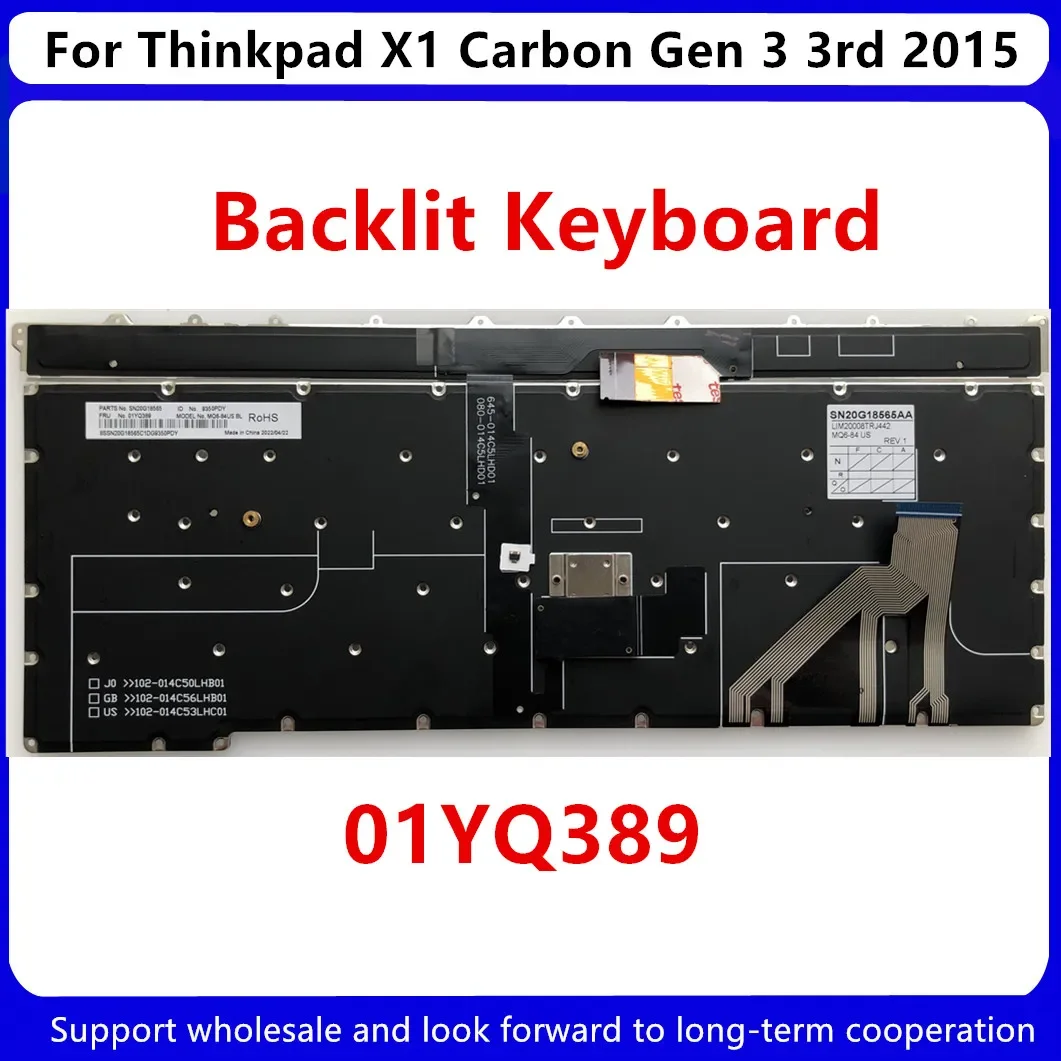 New For Lenovo Thinkpad X1 Carbon Gen 3 3rd 2015 US English Backlit Backlight Keyboard 01YQ389 1YQ389