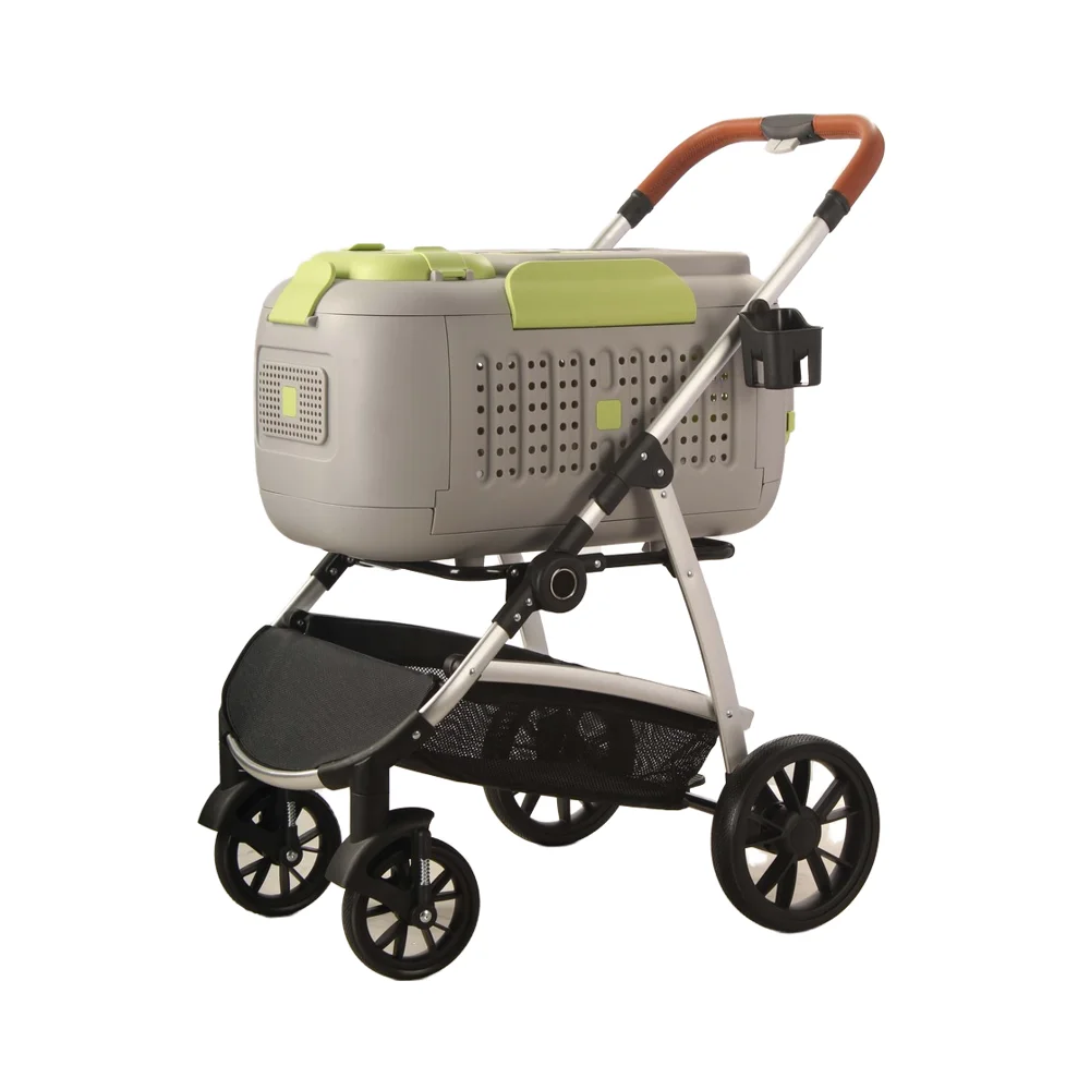 Pet Stroller DH08 Deluxe 4 Wheel Foldable Portable Adjustable Oxford Fabric with Pet Cat, Suitable for Small to Large Animals