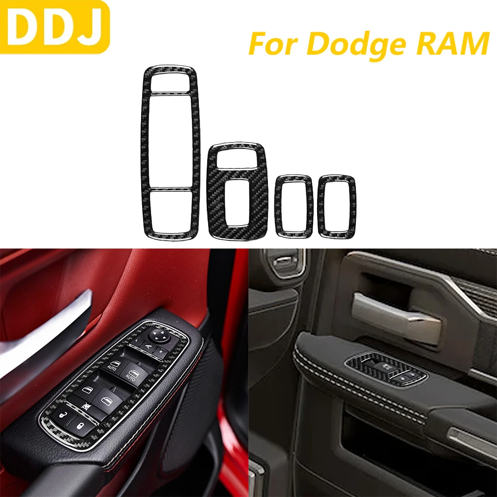 

Для Dodge RAM 1500 2500 3500 2019-2023 углеродное волокно, переключатель управления дверным окном, накладка, автомобильные аксессуары, внутренняя наклейка