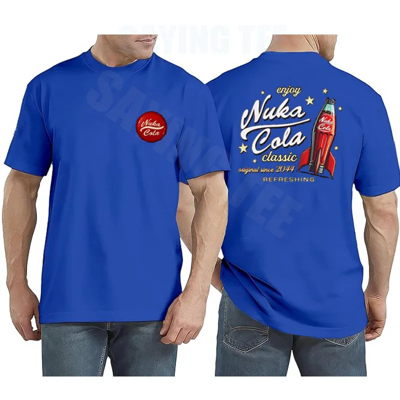 Nuka Cola Unisex-T-Shirt aus weicher Baumwolle, Videospiel-Zap-That-Thirst-Vintage-T-Shirt, roter Text, Nuka Cola-Kreis-Grafik, Persönlichkeits-Outfit – Detail 9
