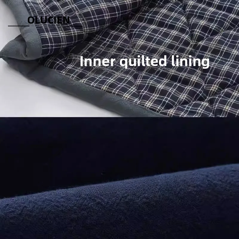 

Ouluchen Men's Thiened Cotton Jaet with Button for Winter Traditional Chinese Sle Casual Wear for Middle-Aged And ly