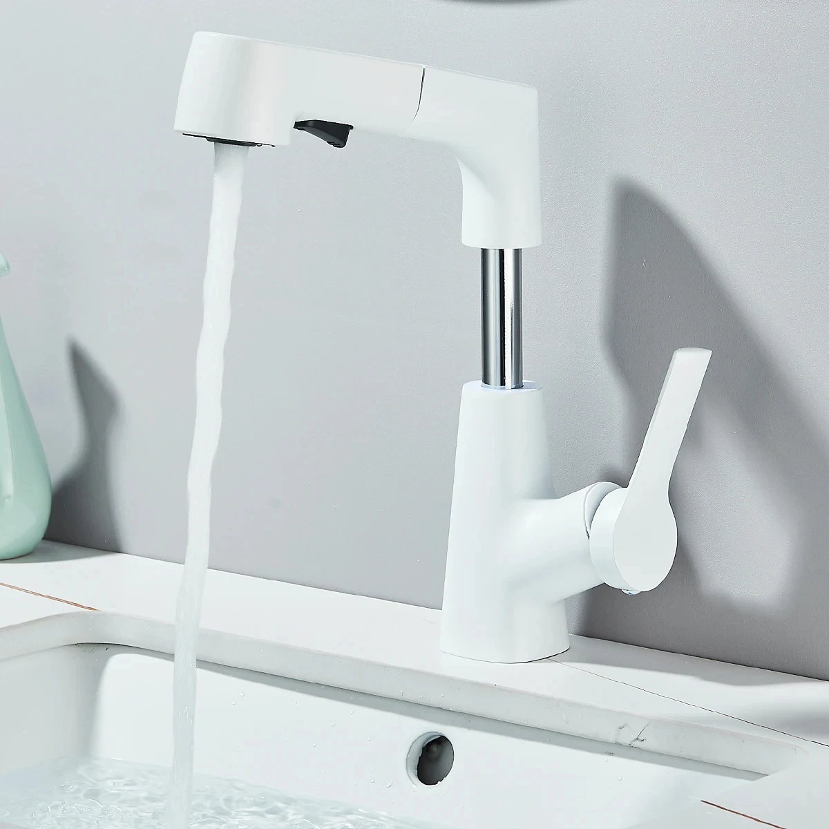 Bathroom Faucet Pull Out Rotatable Hot and Cold Water Outlet Sink Faucet Three Modes Water Outlet Bathroom Sink Faucet