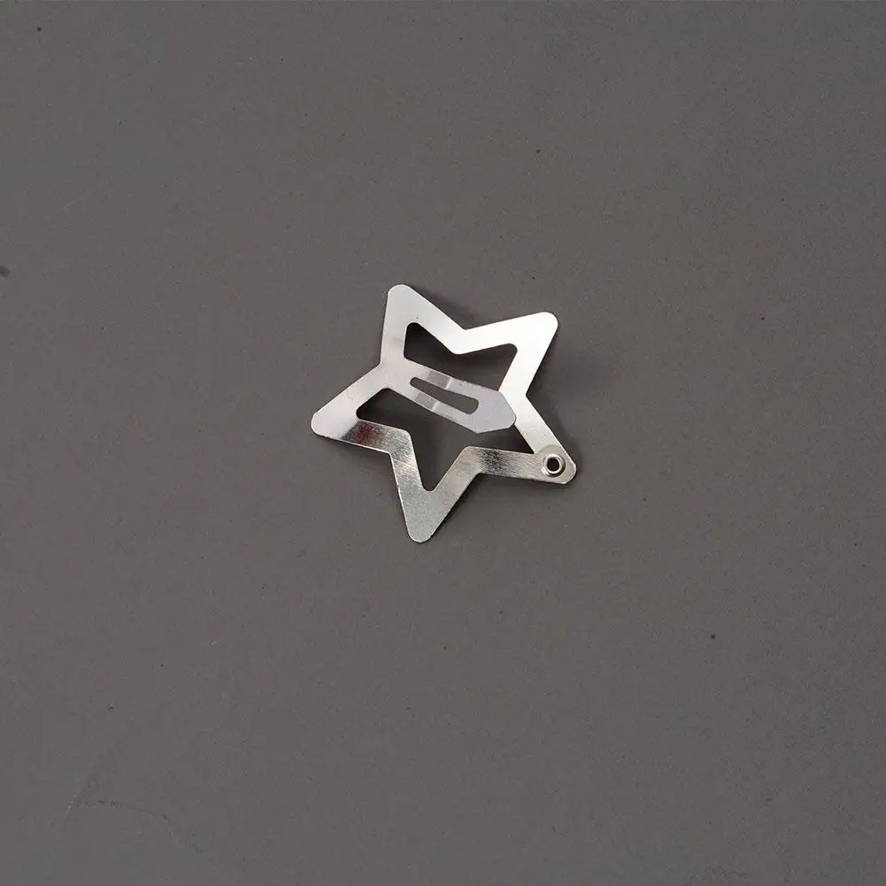 1 Pcs Versatile Star Hair Clip Ins Metal Sweet Cool Hairclips Metal Sweet Clip Silver BB Clip Pentagram Snap Hairpin Star M K6K7