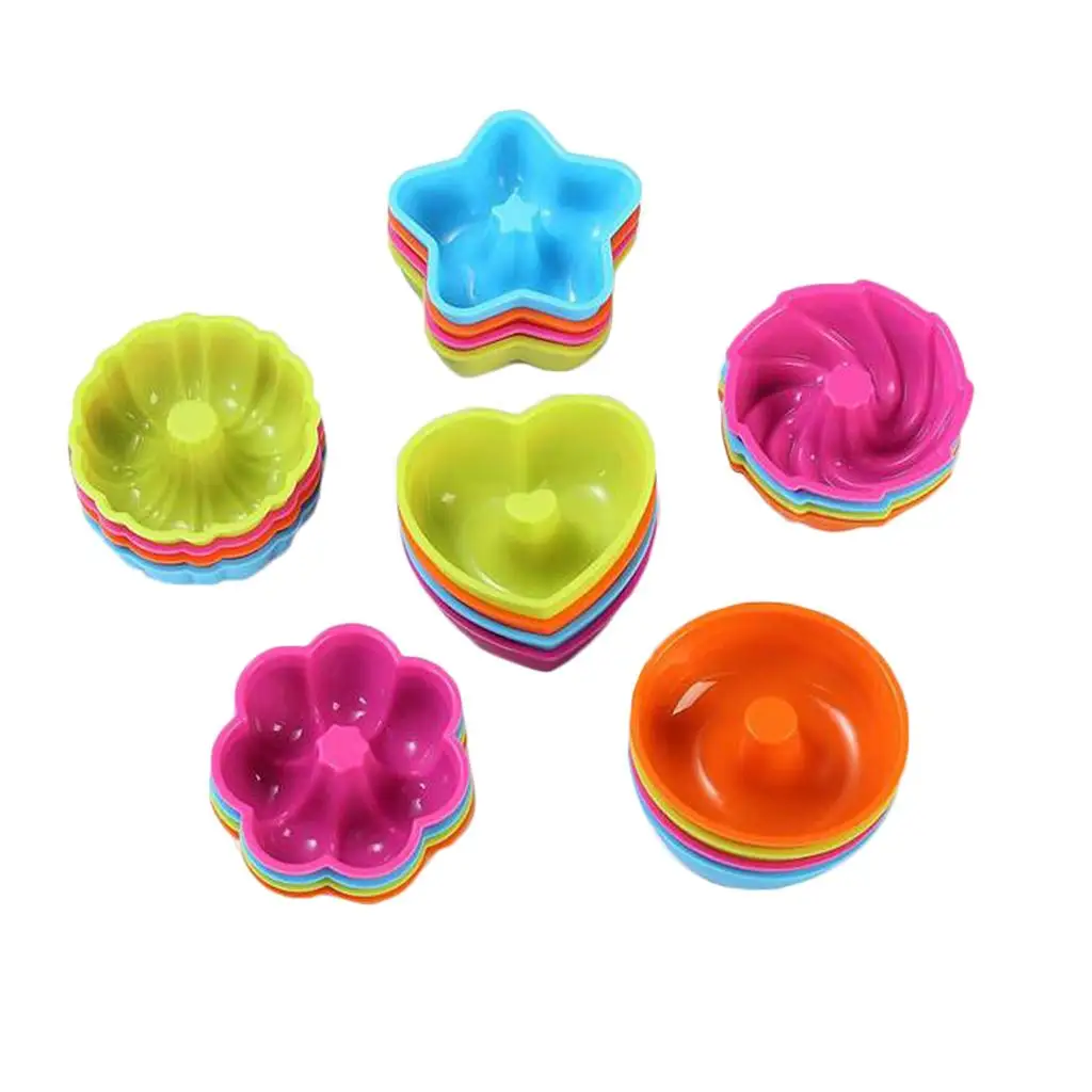 24Pcs Bakeware Set Silicone Mold for Doughnut Donuts Cake Jelly Pudding DIY