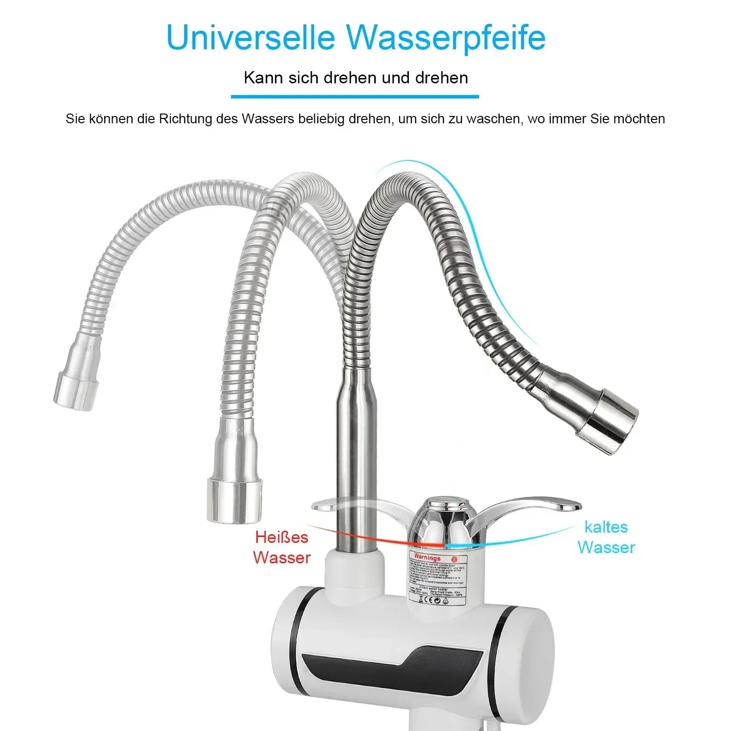 3000W Electric Kitchen Water Heater Tap Instant Hot Water Faucet Heater Cold Heating Faucet Tankless Instantaneous Water Heater