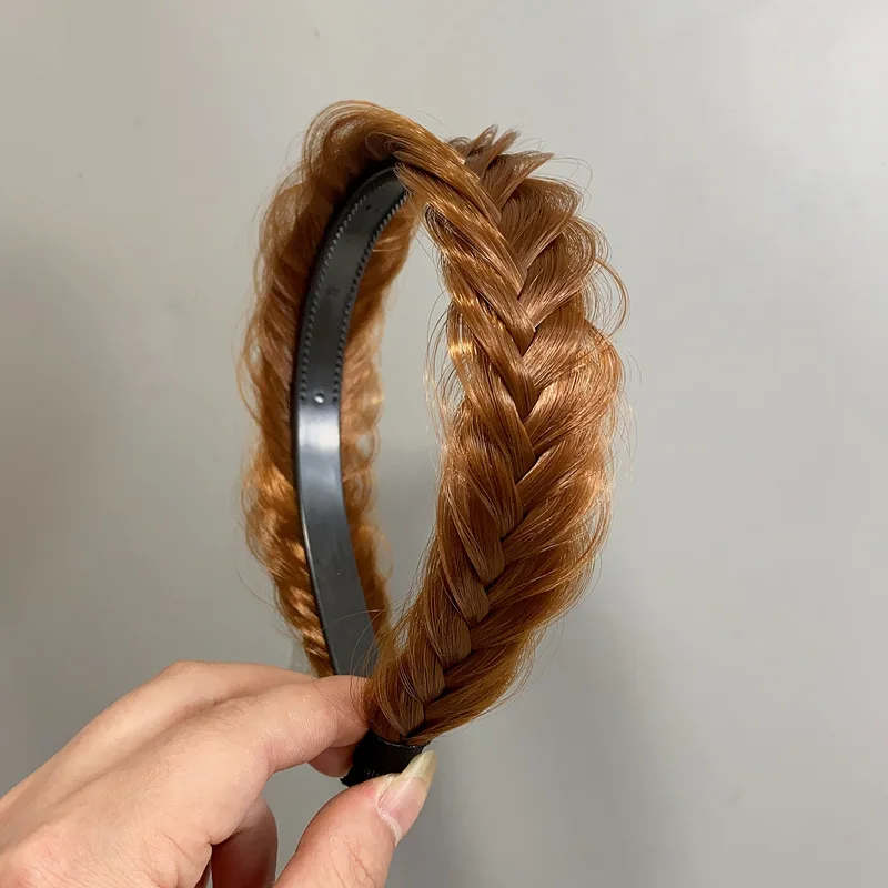 New Lazy Wig Twist Headbands For Women Wide Fishbone Braids Hairbands Handmade Retro Head Hoop Hair Styling Headwear Accessories