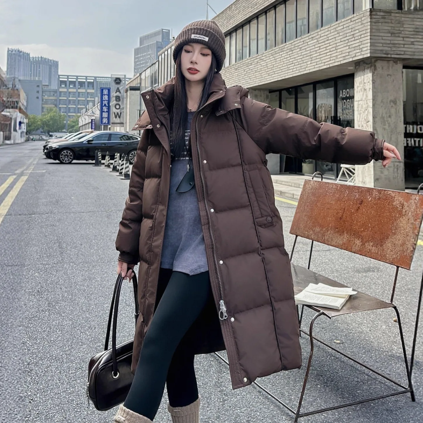 

Women's Over Knee Long Parka 2026 New Goose Down Jacket Fashionable Western Style Thickened Warm Winter Coat