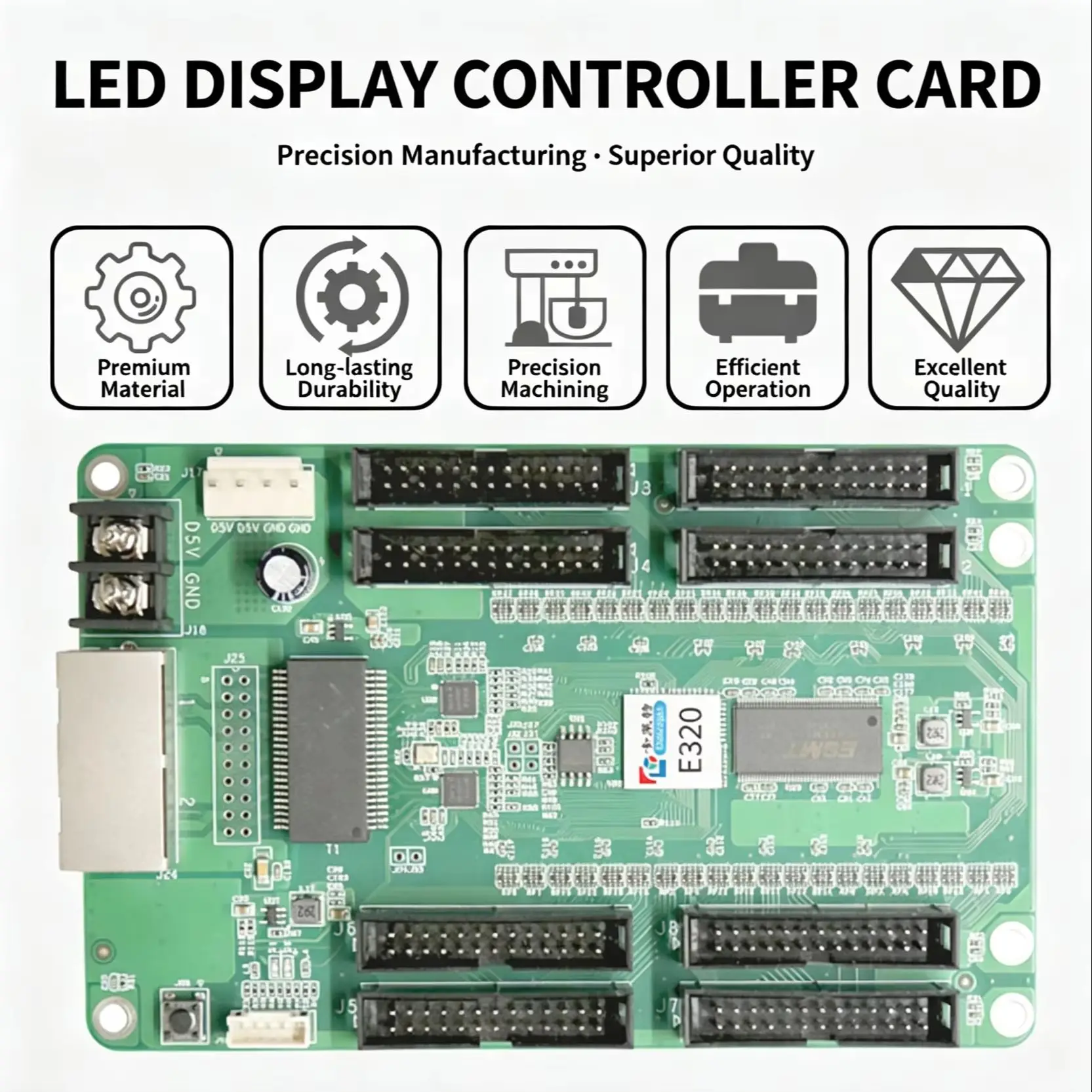KLT-E320 LED Receiving Card Universal System Card for Indoor Outdoor Full Color LED Display Screen High Refresh Rate