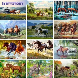 GATYZTORY Frame Picture Diy Painting By Numbers For Adults Horse Animals Coloring By Numbers Kits Modern Home Decors Diy Crafts