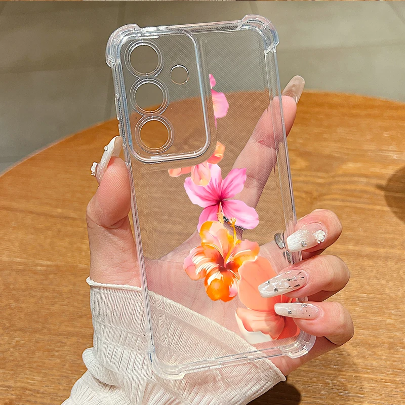 Funda de teléfono de silicona con flores de lirio para Samsung Galaxy S25 Edge S24 S23 S22 Ultra Plus S25 FE A17 A56 A16 A26 5G A55 A35 A54