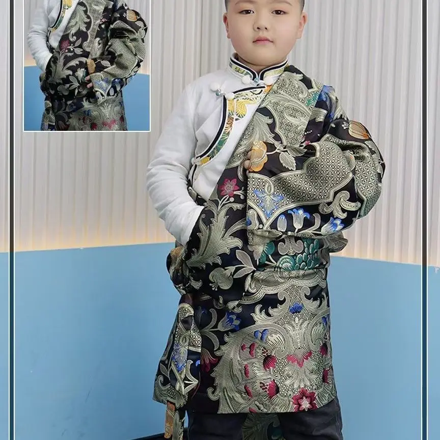 

New 2024 children's Tibetan single-layer Kangba clothing Lhasa Tibetan clothing performance clothing