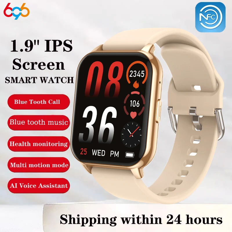 

Fashion Smart Watch Blue Tooth Call Heart Rate Heath Sports Fitness Music Voice assistant NFC Waterproof Smartwatch Clock