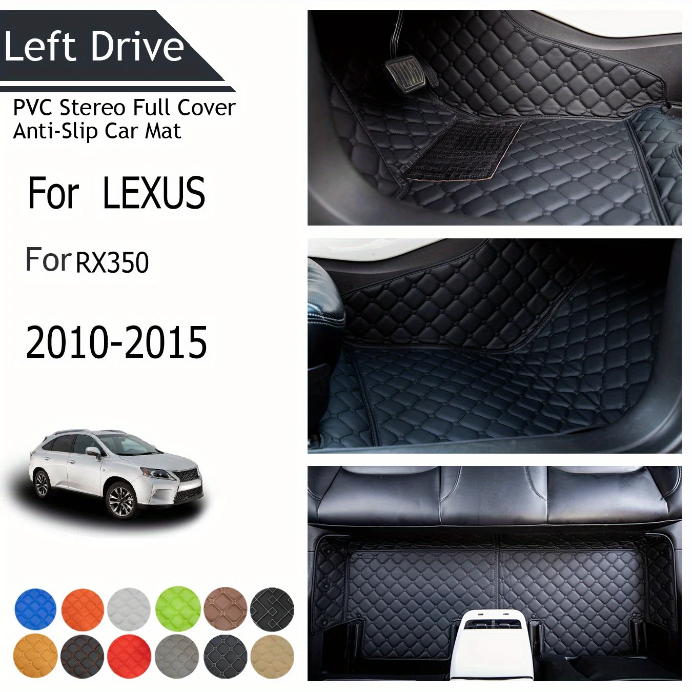 

TEGART 【LHD】For LEXUS For RX350 2010-2015 Three Layer PVC Stereo Full Cover Anti-Slip Car Mat floor mats