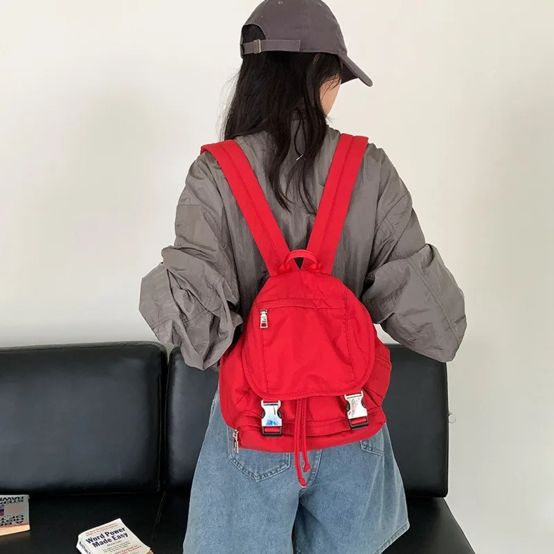 2025 Flap Buckle Nylon Preppy Style Women Backpack Niche Design Travel Women Backpacks Girls School Bag Causal Women‘s Backpack