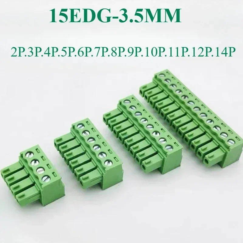 10pcs 15EDG KF2EDGK-3.5mm -2/3/4/5/6/7/8/9/14P/plug 300V/8A3.5mm spacing plug-in terminal block 15EDG KF2EDG 3.5mm